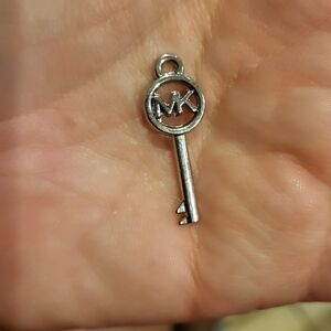 Michael Kors MK Cut Out Logo Key Silvertone Charm